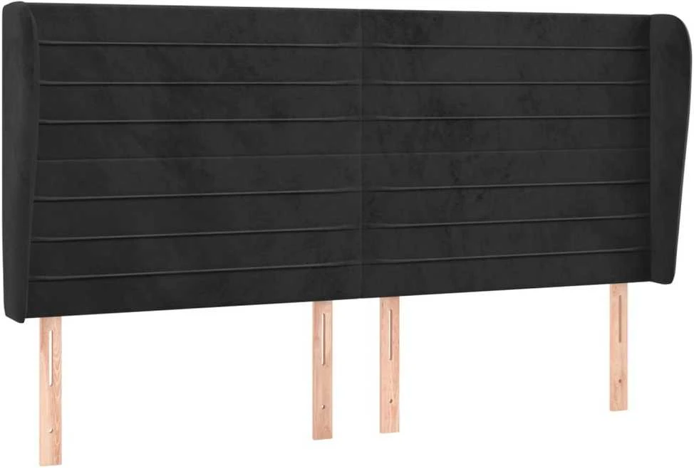 Galvūgalis su auselėmis, juodas, 203x23x118/128cm, aksomas