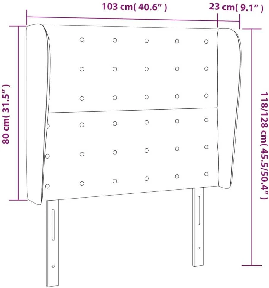 Galvūgalis su auselėmis, kreminis, 103x23x118/128cm,netikra oda