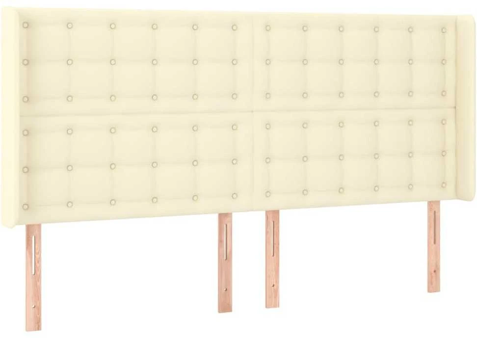 Galvūgalis su auselėmis, kreminis,203x16x118/128cm,dirbtinė oda
