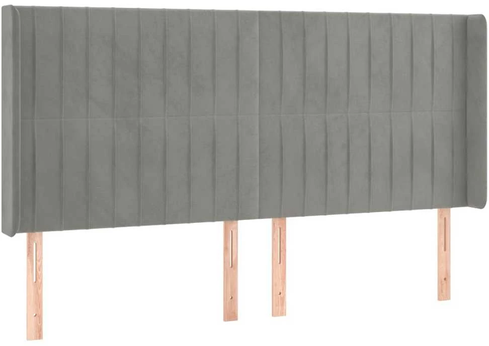 Galvūgalis su auselėmis, pilkas, 203x16x118/128 cm, aksomas