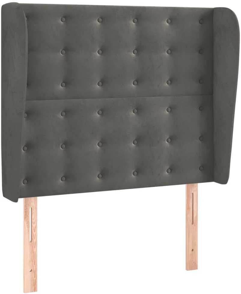 Galvūgalis su auselėmis, pilkas, 93x23x118/128cm, aksomas