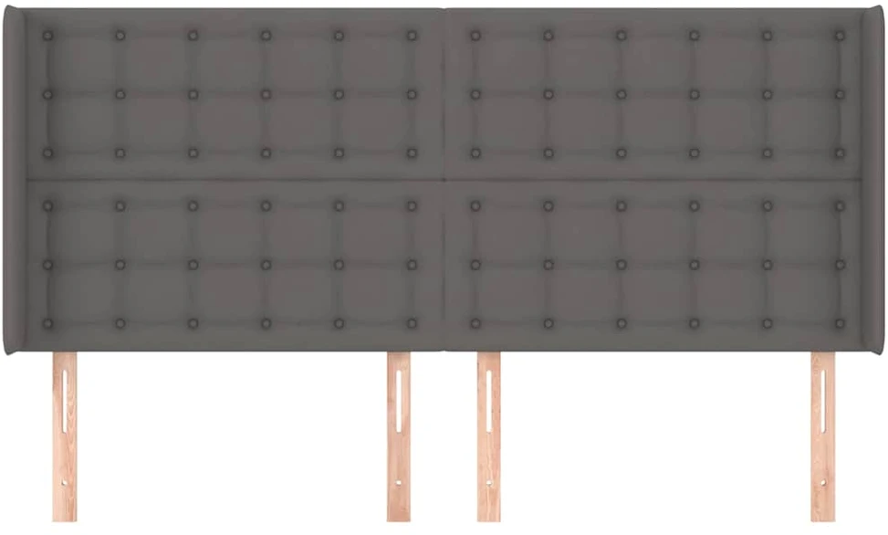 Galvūgalis su auselėmis, pilkos, 203x16x118/128cm, dirbtinė oda