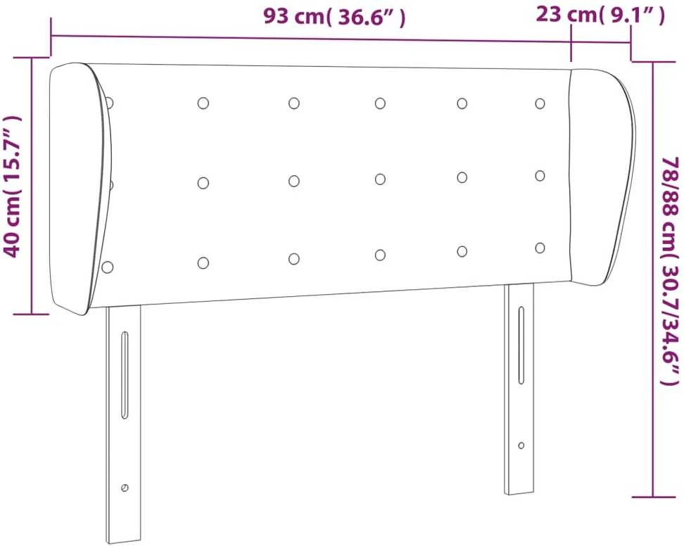 Galvūgalis su auselėmis, pilkos,93x23x78/88cm, dirbtinė oda