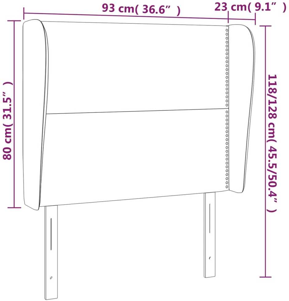 Galvūgalis su auselėmis, tamsiai žalia, 93x23x118/128cm,aksomas