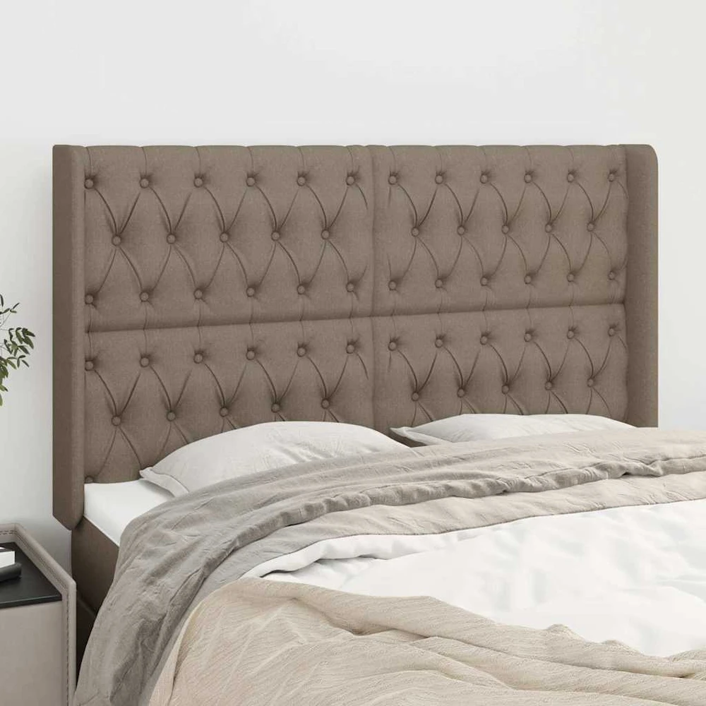Galvūgalis su auselėmis, taupe, 147x16x118/128cm, audinys