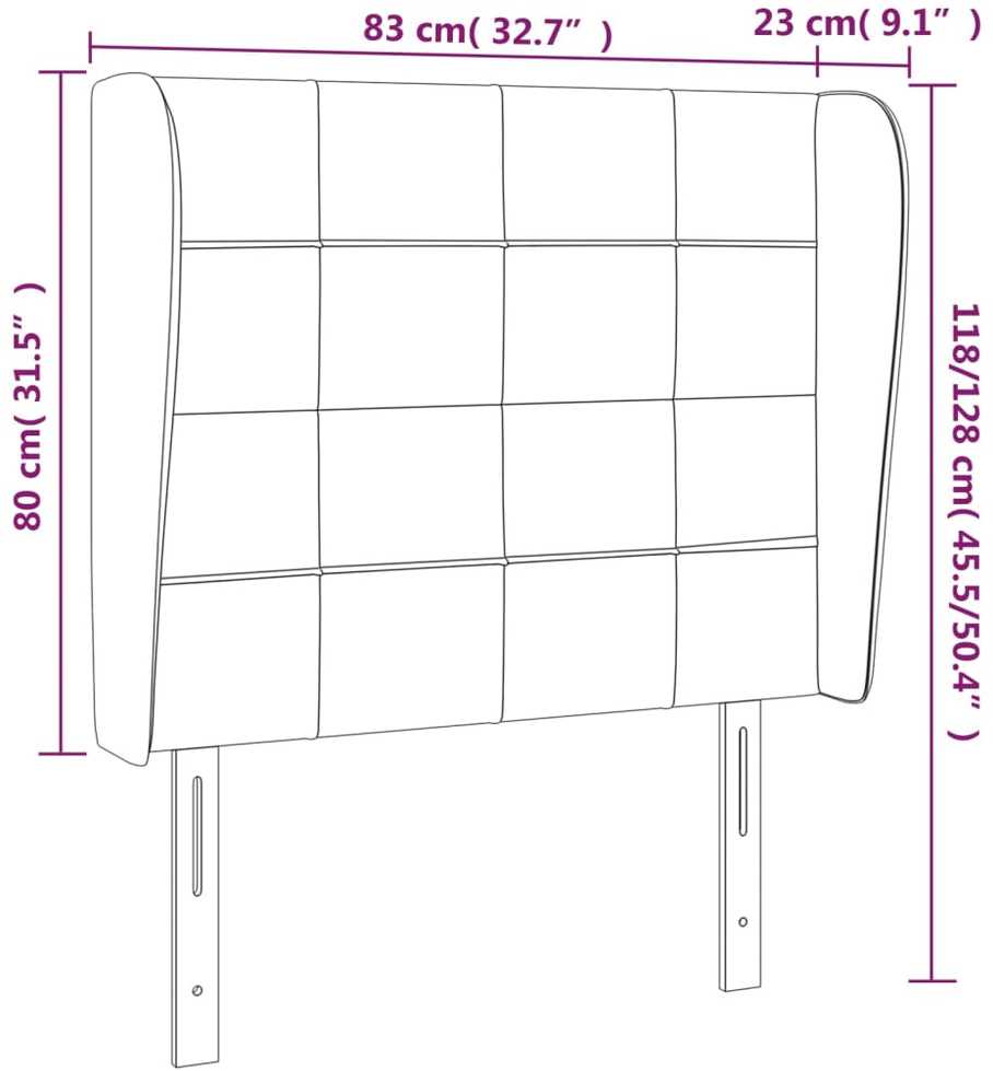 Galvūgalis su auselėmis, žalias, 83x23x118/128cm, aksomas
