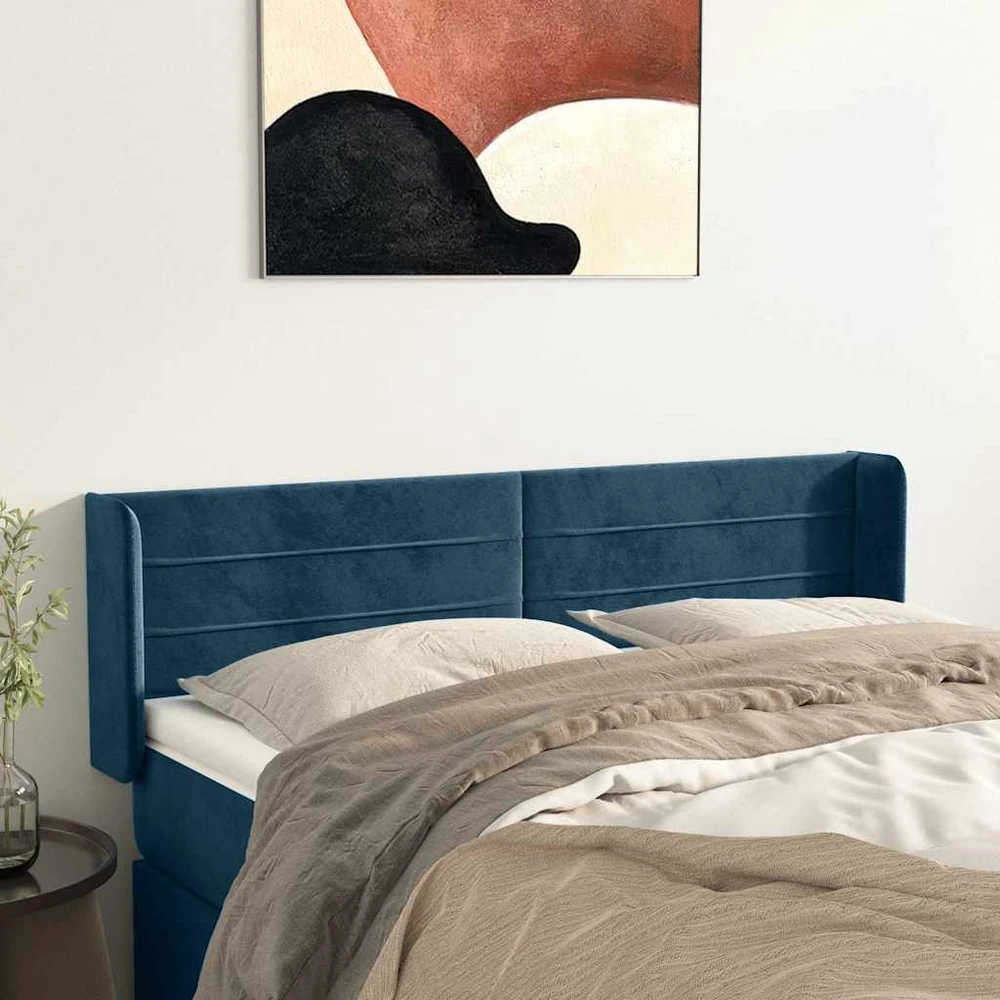 Galvūgalis su auselėmis,tamsiai mėlynos,147x16x78/88cm, aksomas