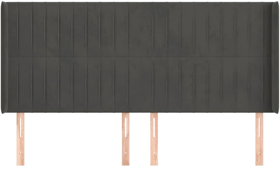 Galvūgalis su auselėmis,tamsiai pilkos,203x16x118/128cm,aksomas