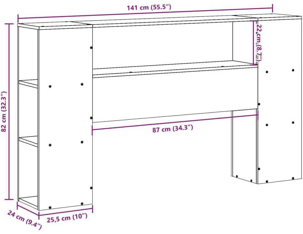 Galvūgalis su daiktų laikymo vieta, baltas, 135cm, pušis