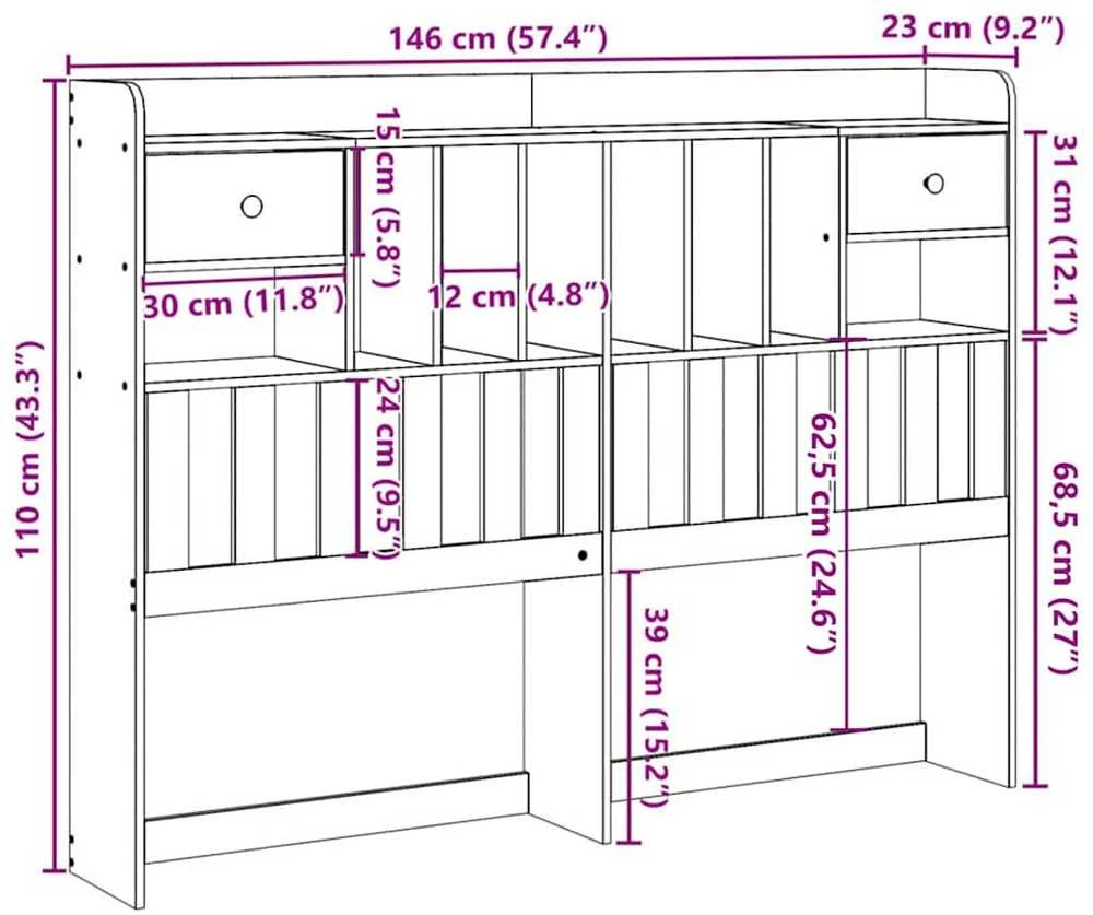 Galvūgalis su daiktų laikymo vieta, baltas, 140cm, pušis