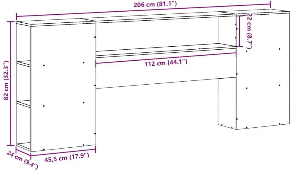 Galvūgalis su daiktų laikymo vieta, rudas, 200cm, pušis