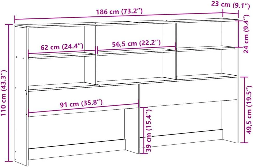 Galvūgalis su daiktų laikymo vieta, rudas, 180cm, pušis