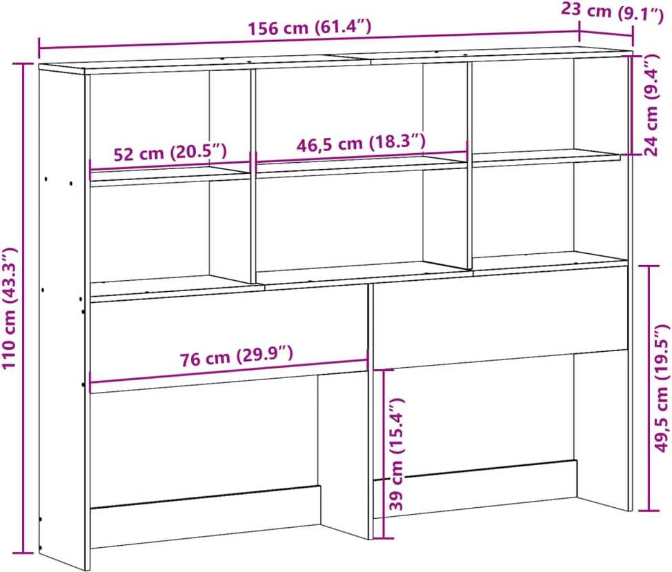Galvūgalis su daiktų laikymo vieta, rudas, 150cm, pušis