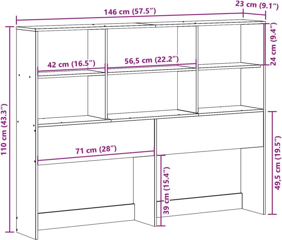 Galvūgalis su daiktų laikymo vieta, rudas, 140cm, pušis