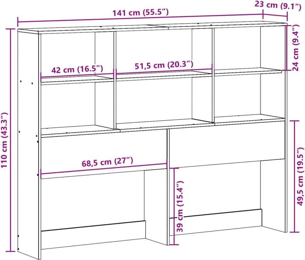 Galvūgalis su daiktų laikymo vieta, rudas, 135cm, pušis