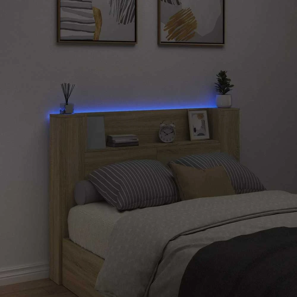 LED galvūgalis su saugojimu Sonoma ąžuolas Apdirbta mediena