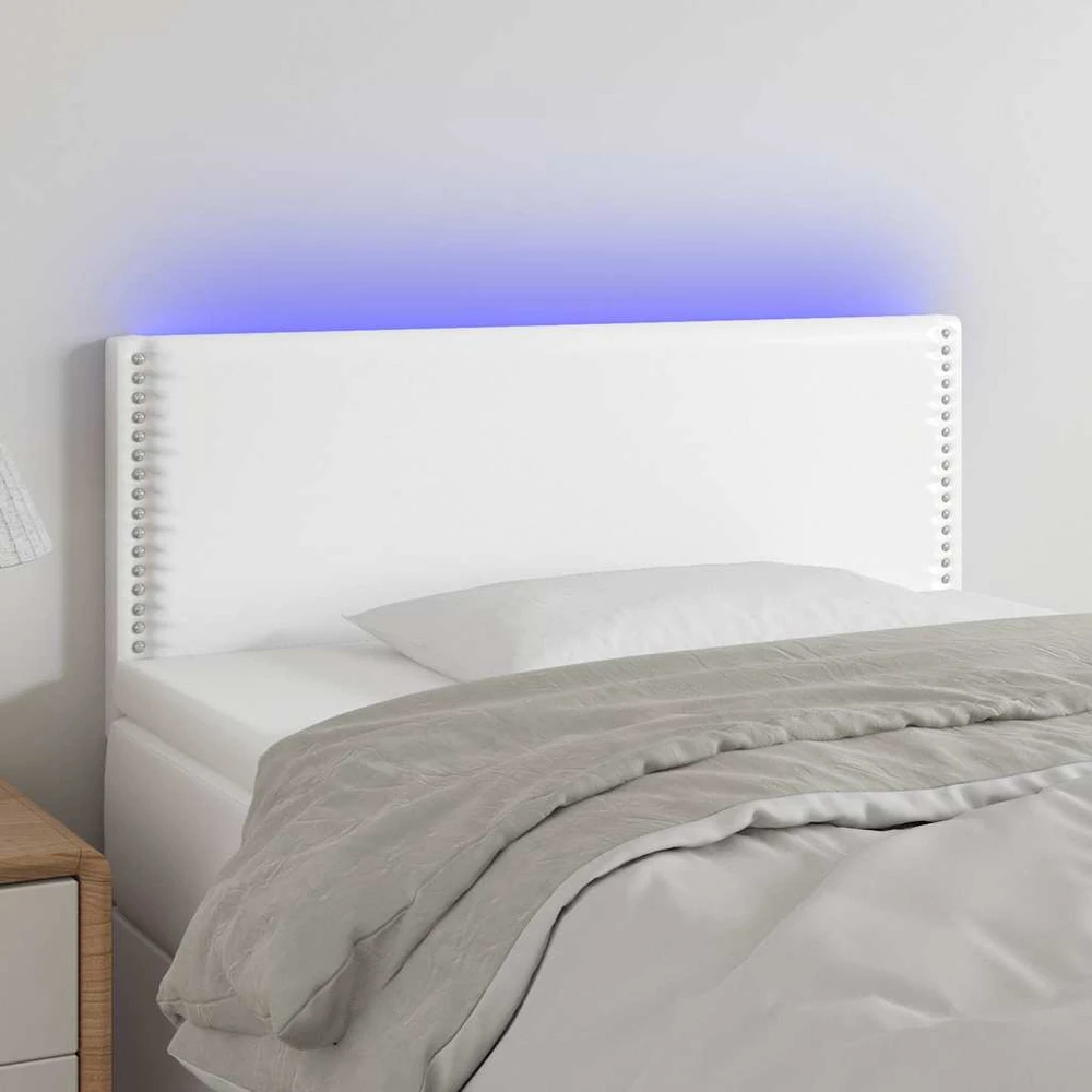Galvūgalis su LED, baltos spalvos, 100x5x78/88cm, dirbtinė oda