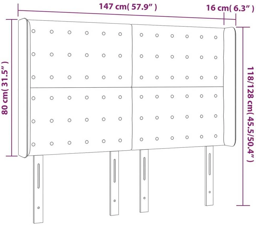Galvūgalis su LED, baltos spalvos, 147x16x118/128 cm
