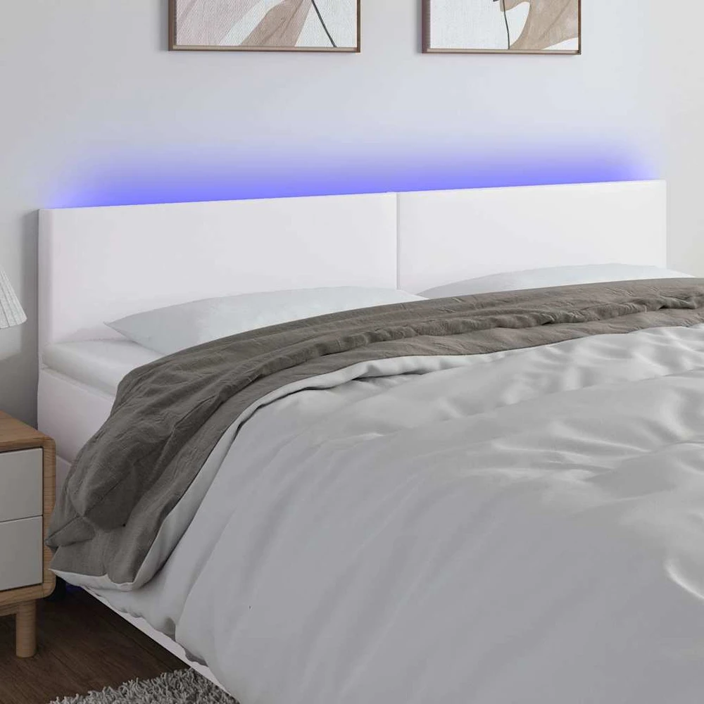 Galvūgalis su LED, baltos spalvos, 180x5x78/88cm, dirbtinė oda