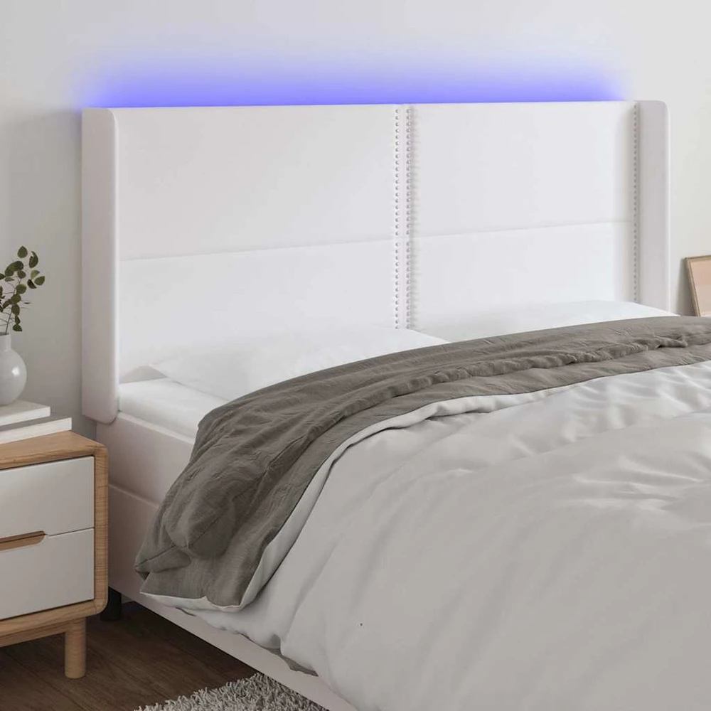 Galvūgalis su LED, baltos spalvos, 203x16x118/128 cm