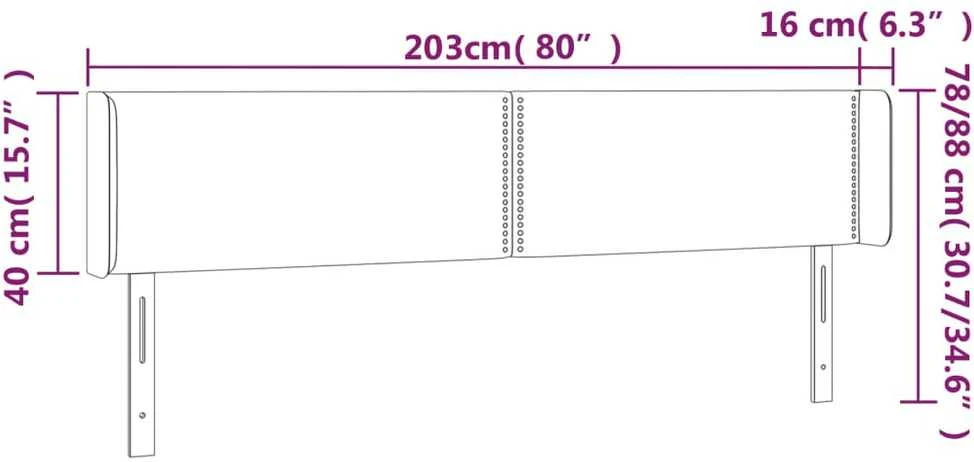 Galvūgalis su LED, baltos spalvos, 203x16x78/88cm, dirbtinė oda