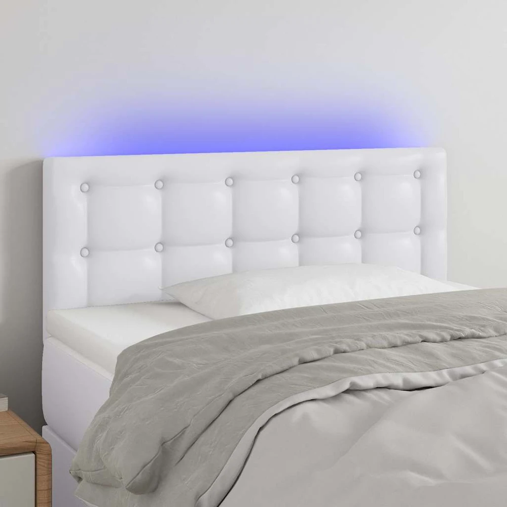 Galvūgalis su LED, baltos spalvos, 80x5x78/88cm, dirbtinė oda