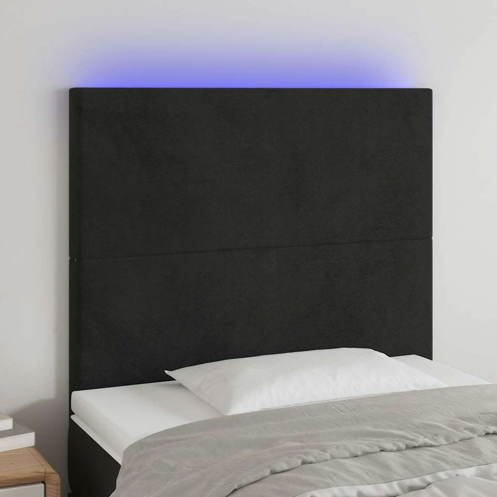 Galvūgalis su LED, juodos spalvos, 100x5x118/128cm, aksomas