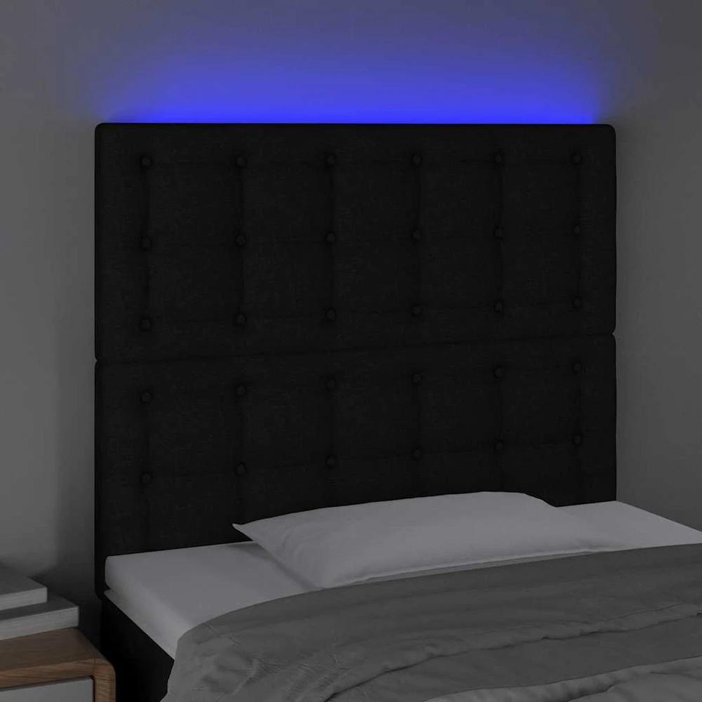 Galvūgalis su LED, juodos spalvos, 100x5x118/128cm, audinys