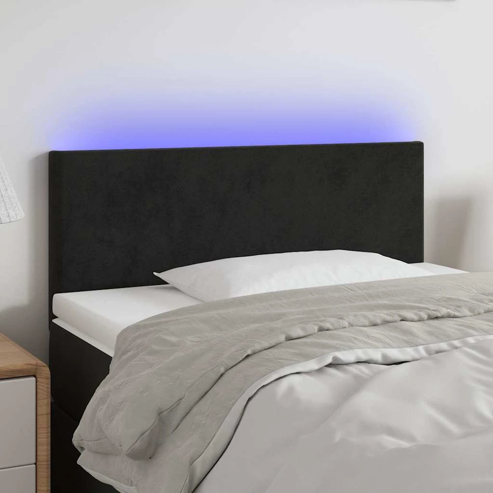 Galvūgalis su LED, juodos spalvos, 100x5x78/88cm, aksomas