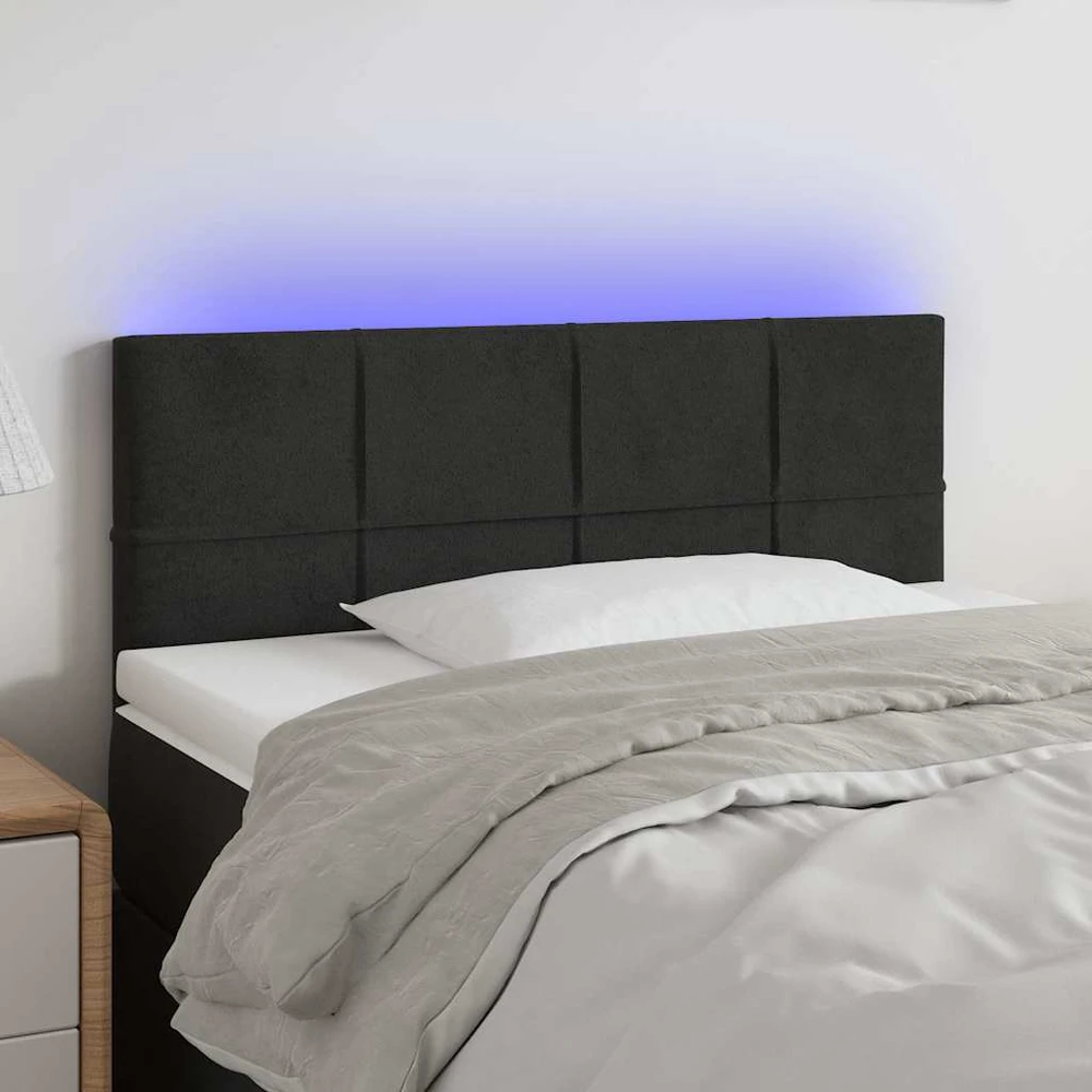 Galvūgalis su LED, juodos spalvos, 100x5x78/88cm, aksomas