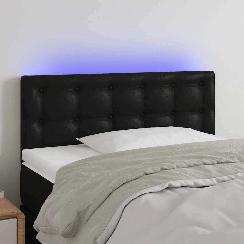 Galvūgalis su LED, juodos spalvos, 100x5x78/88cm, dirbtinė oda