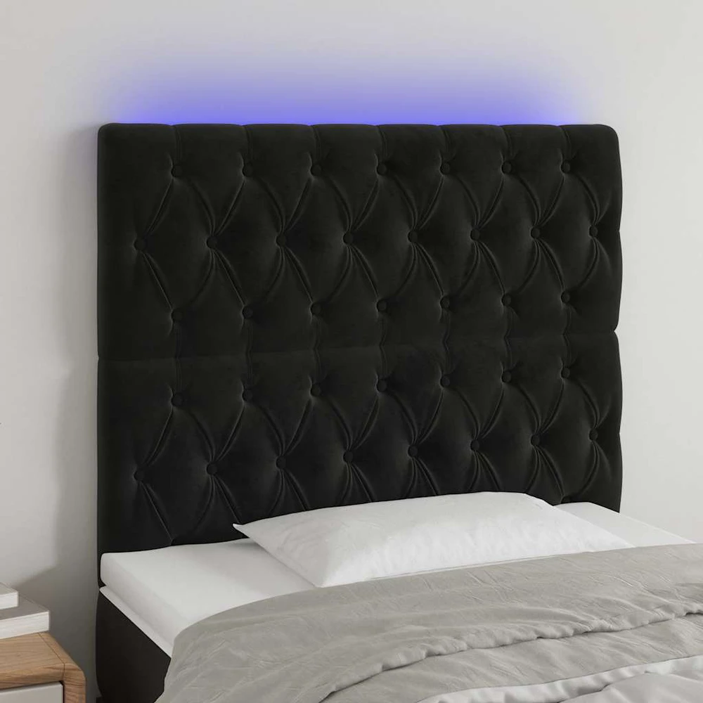 Galvūgalis su LED, juodos spalvos, 100x7x118/128cm, aksomas