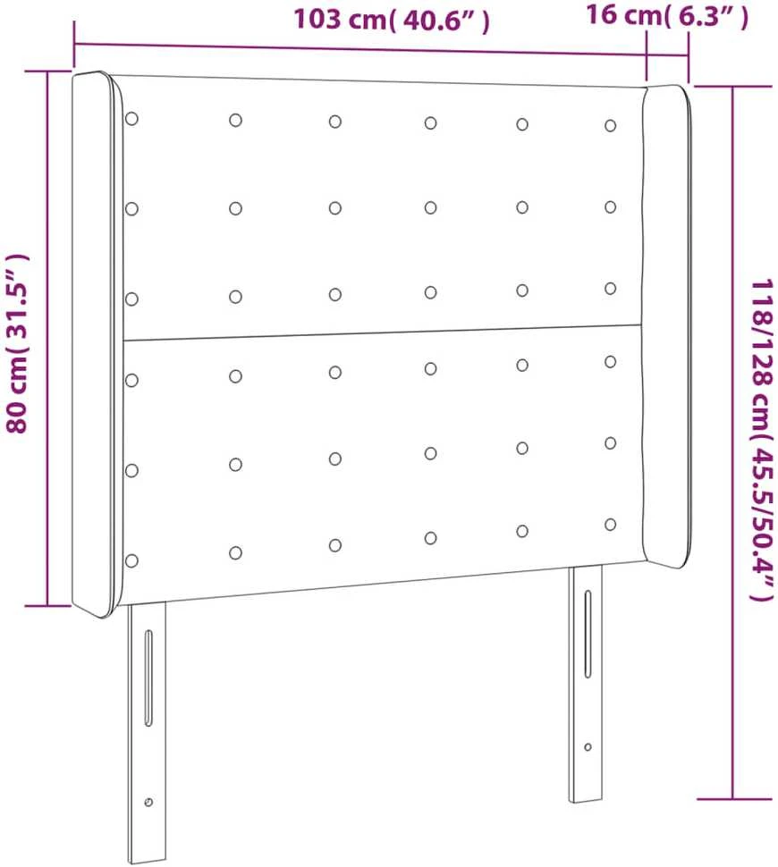 Galvūgalis su LED, juodos spalvos, 103x16x118/128 cm