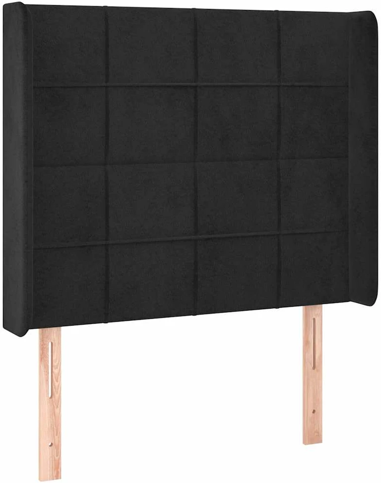 Galvūgalis su LED, juodos spalvos, 103x16x118/128cm, aksomas
