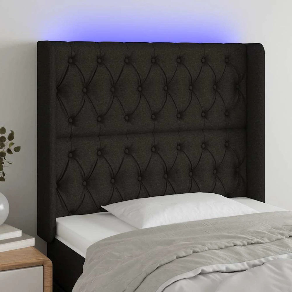 Galvūgalis su LED, juodos spalvos, 103x16x118/128cm, audinys