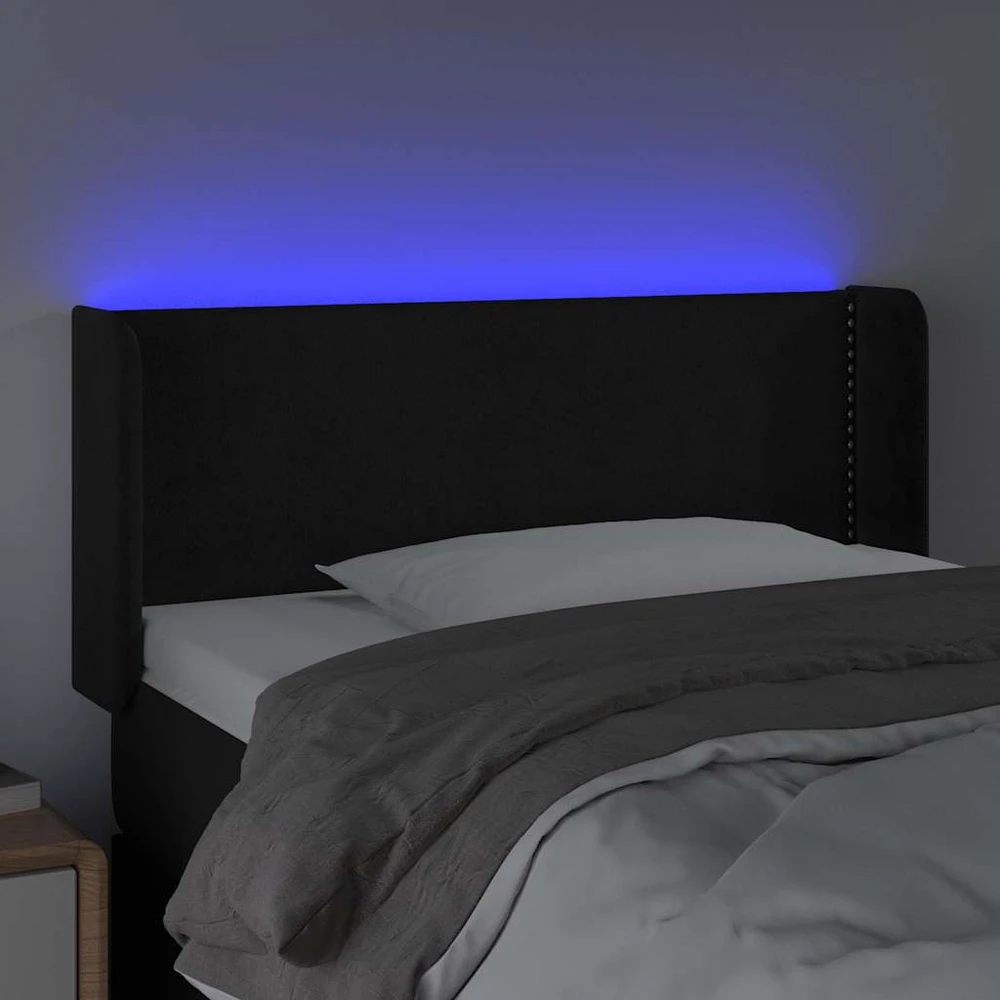 Galvūgalis su LED, juodos spalvos, 103x16x78/88cm, aksomas