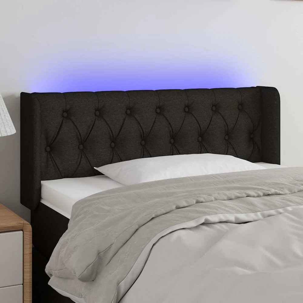 Galvūgalis su LED, juodos spalvos, 103x16x78/88cm, audinys