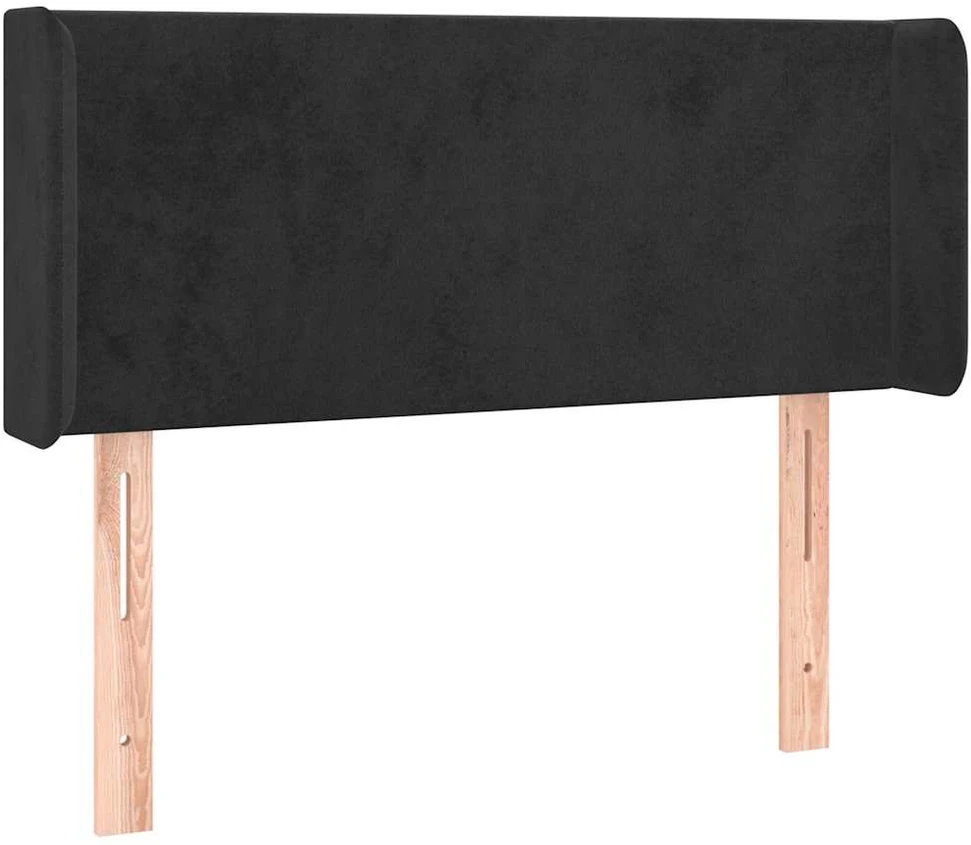 Galvūgalis su LED, juodos spalvos, 103x16x78/88cm, aksomas