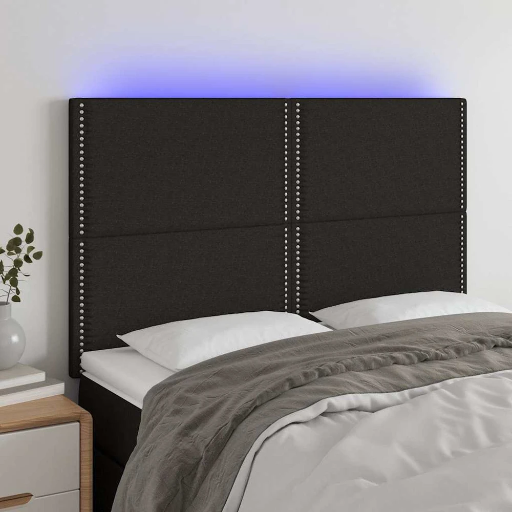 Galvūgalis su LED, juodos spalvos, 144x5x118/128cm, audinys
