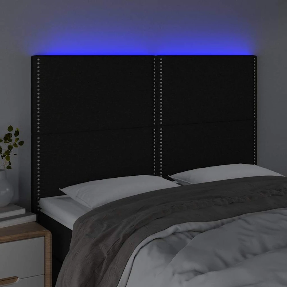 Galvūgalis su LED, juodos spalvos, 144x5x118/128cm, audinys