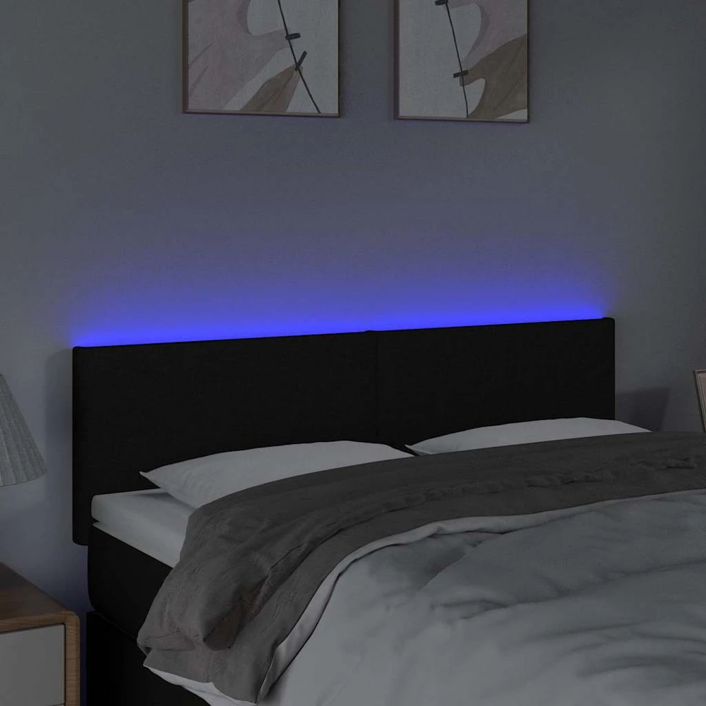 Galvūgalis su LED, juodos spalvos, 144x5x78/88cm, audinys