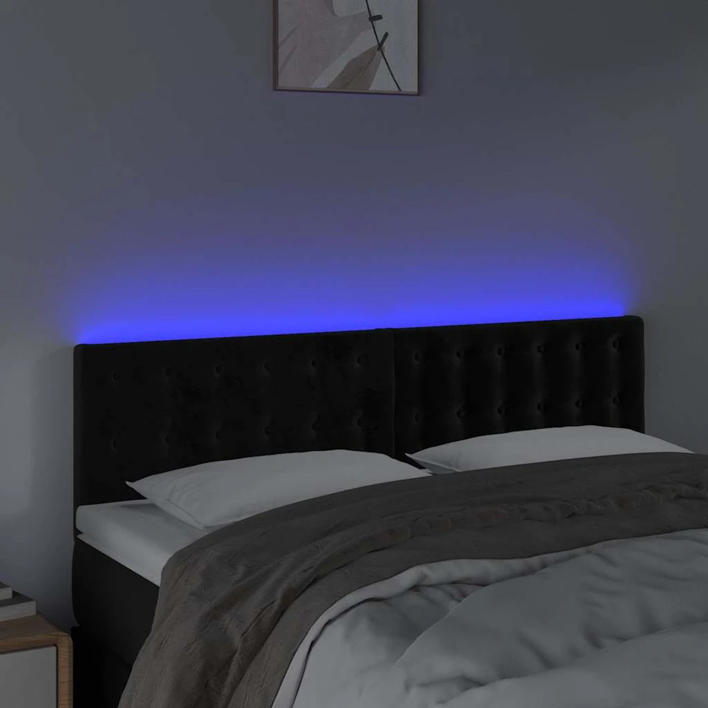 Galvūgalis su LED, juodos spalvos, 144x5x78/88cm, aksomas
