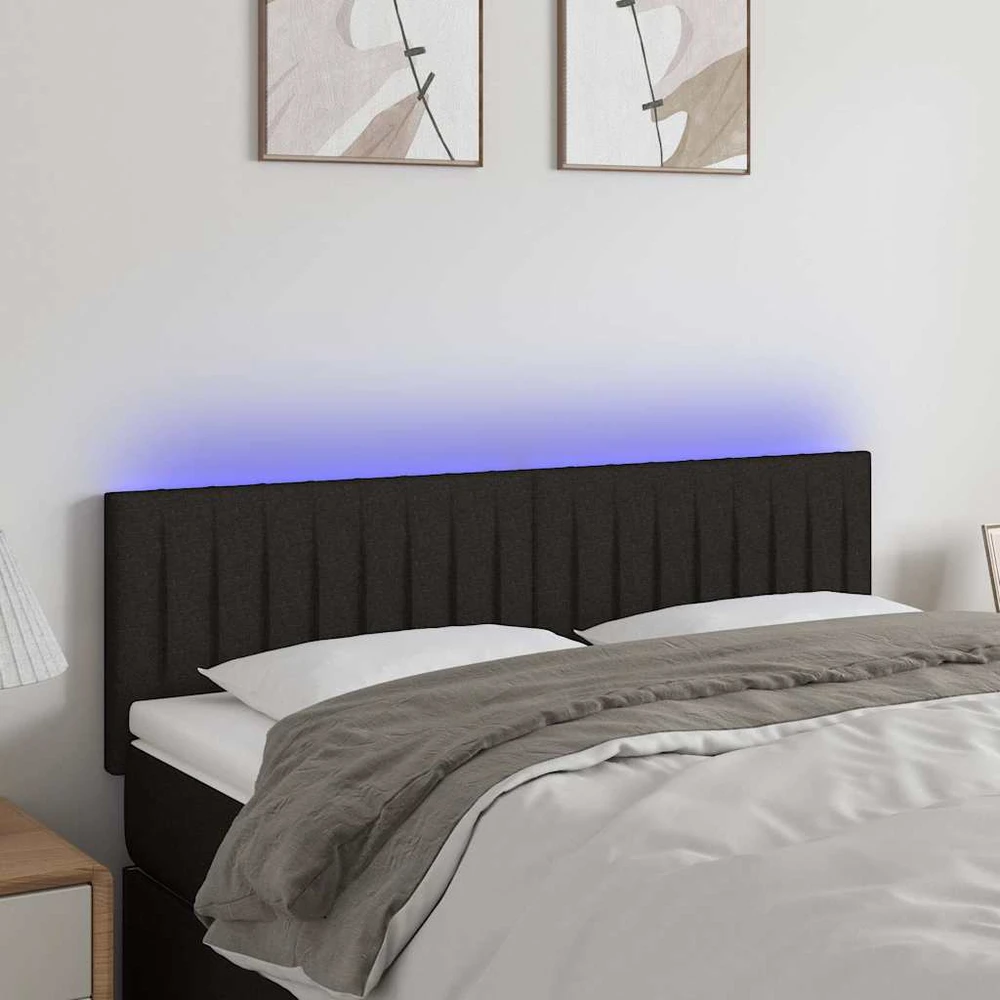 Galvūgalis su LED, juodos spalvos, 144x5x78/88cm, audinys