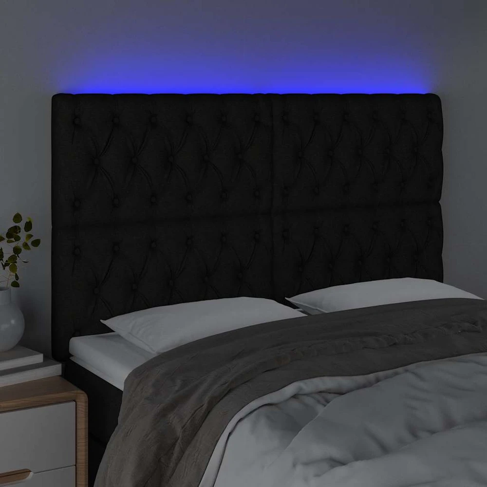 Galvūgalis su LED, juodos spalvos, 144x7x118/128cm, audinys