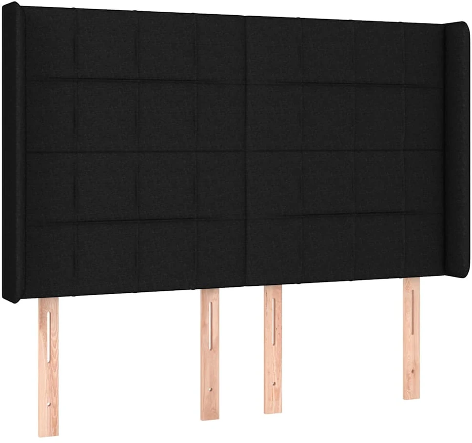 Galvūgalis su LED, juodos spalvos, 147x16x118/128cm, audinys