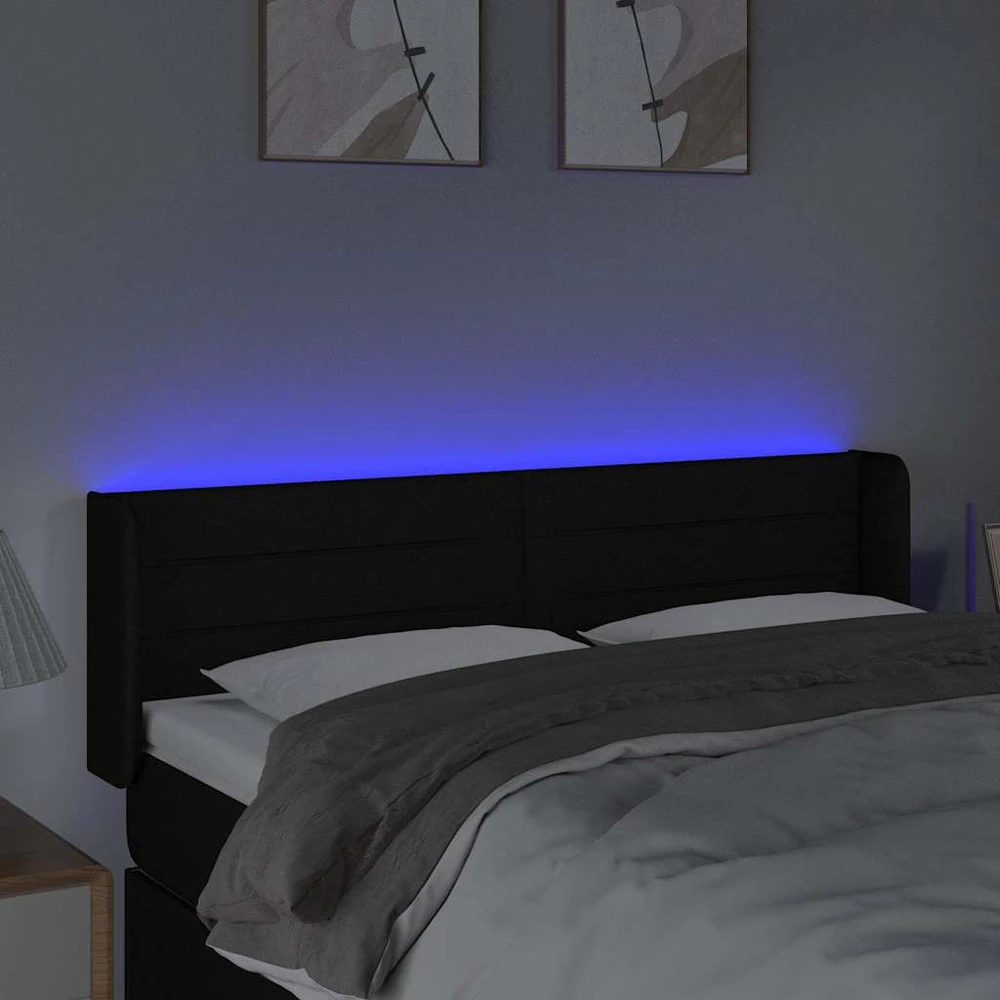 Galvūgalis su LED, juodos spalvos, 147x16x78/88cm, audinys