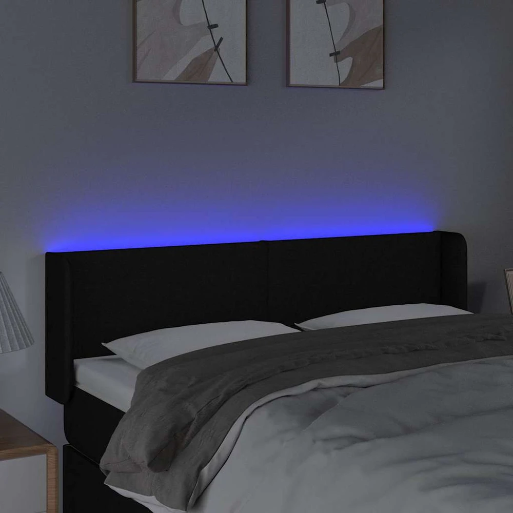 Galvūgalis su LED, juodos spalvos, 147x16x78/88cm, audinys