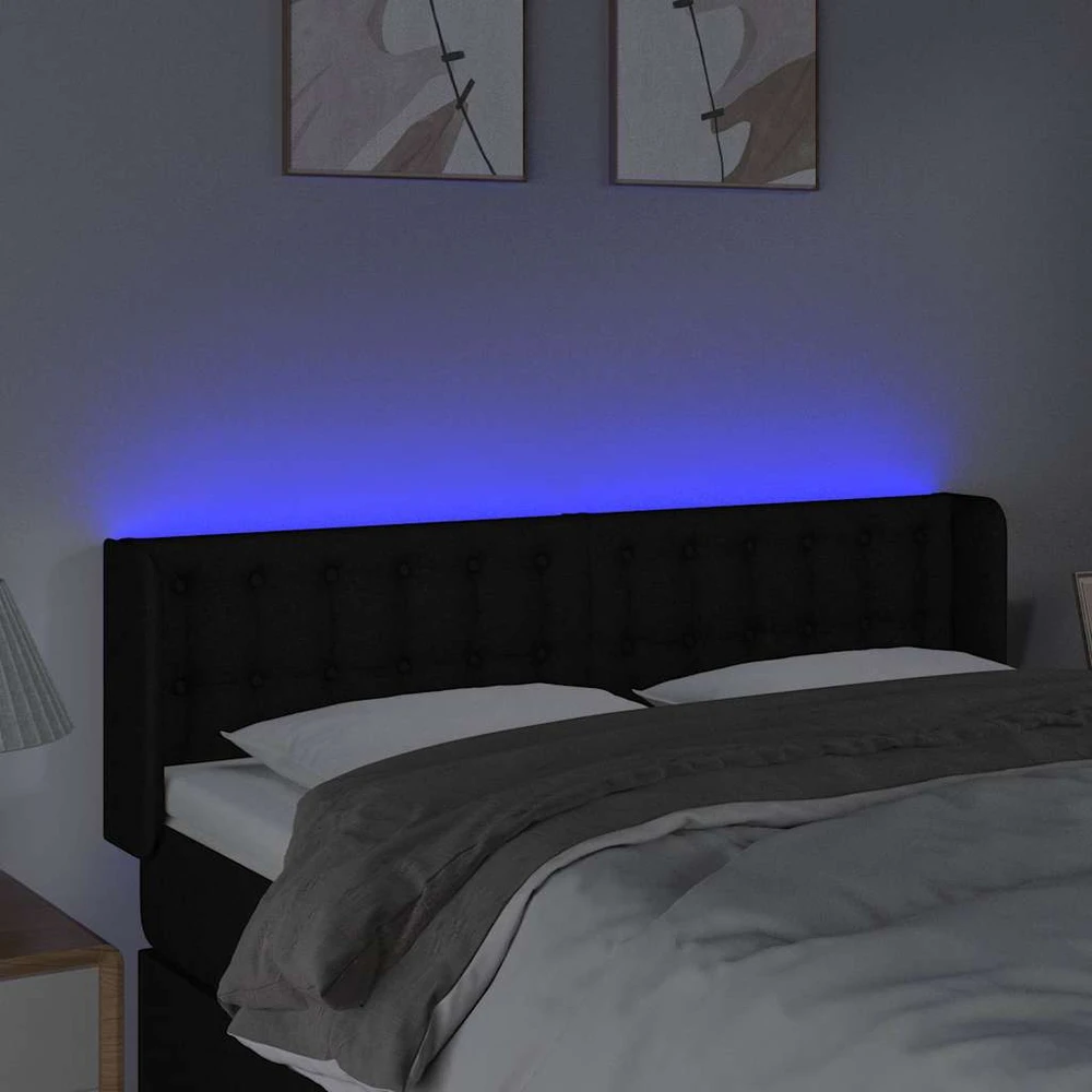 Galvūgalis su LED, juodos spalvos, 147x16x78/88cm, audinys