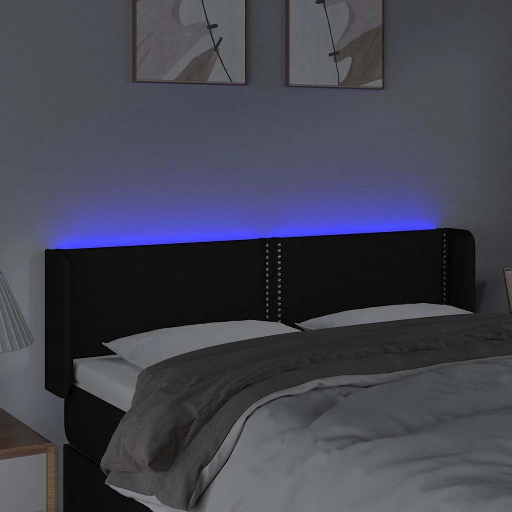 Galvūgalis su LED, juodos spalvos, 147x16x78/88cm, audinys