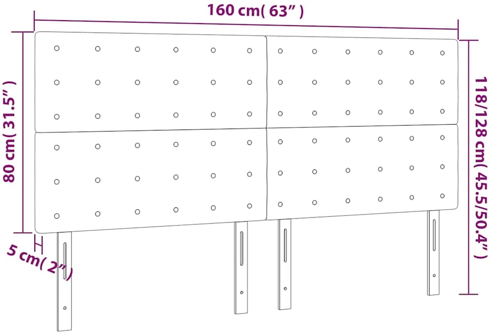Galvūgalis su LED, juodos spalvos, 160x5x118/128cm, audinys